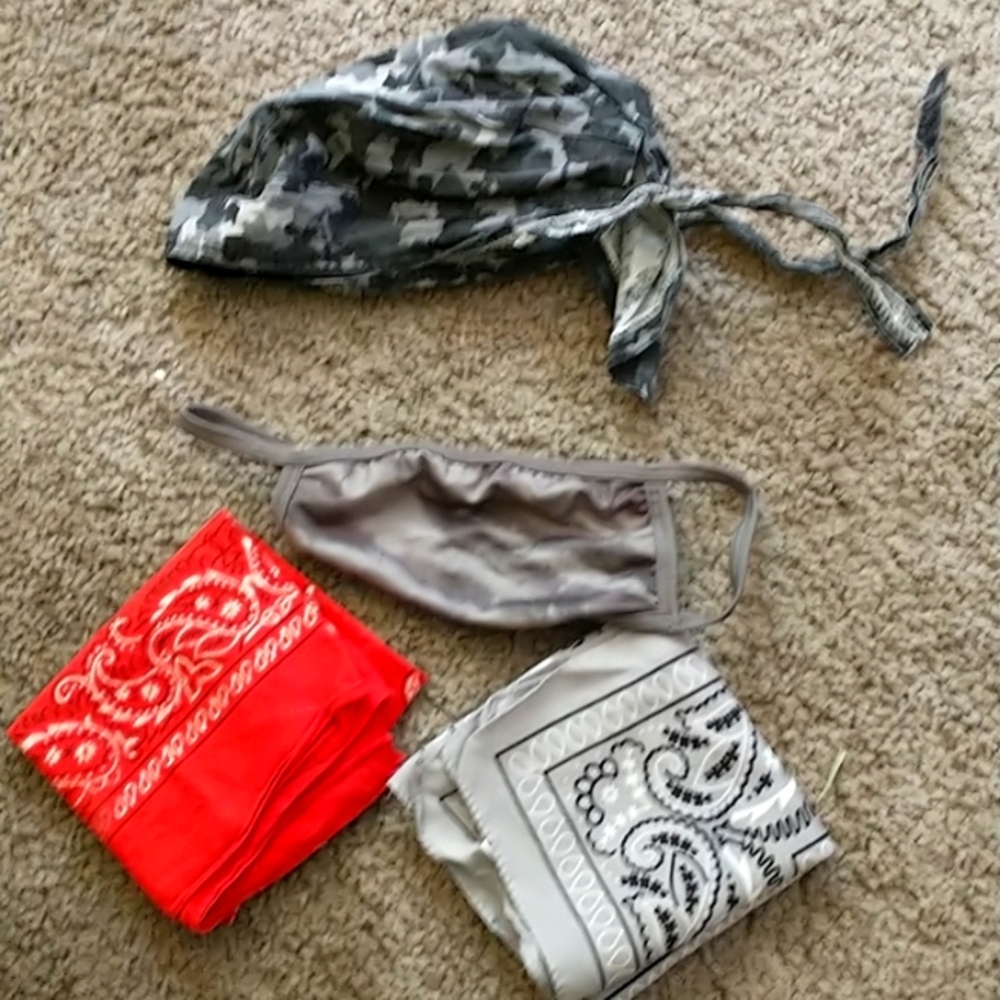 Camo Biker  Skull Cap, Mask, & 2 Bandana Set